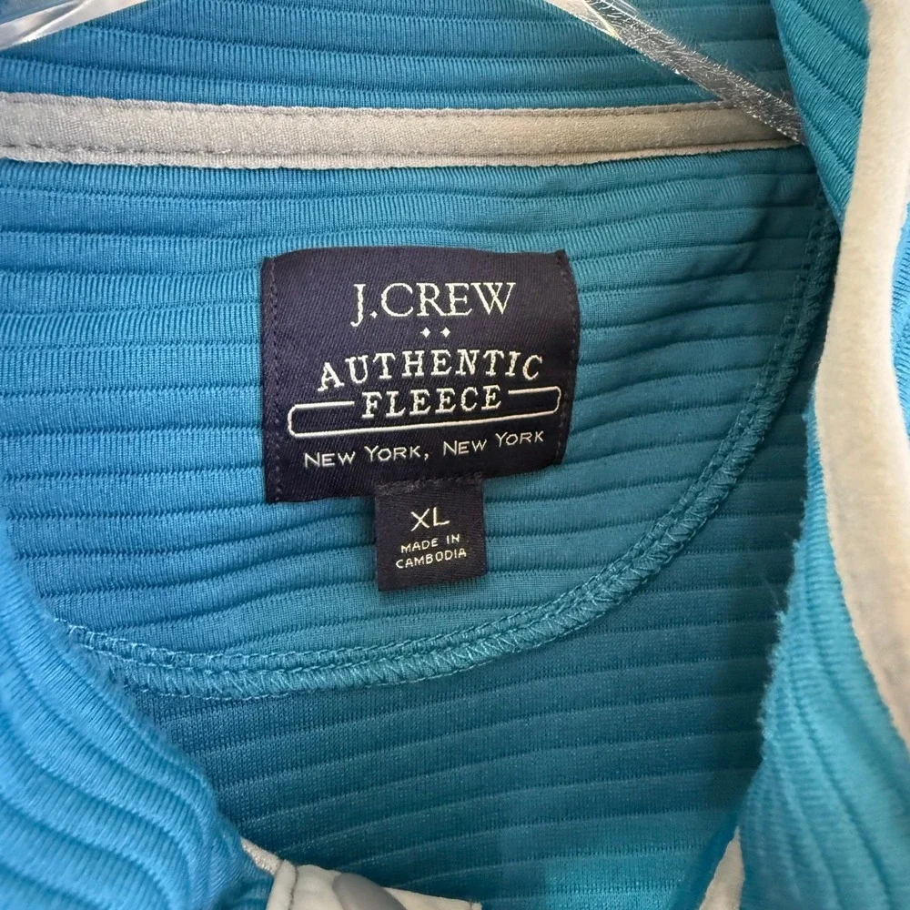 J.Crew Authentic Fleece Snap Neck Pullover‎ Sweatshirt Tranquil Blue XL BB725
